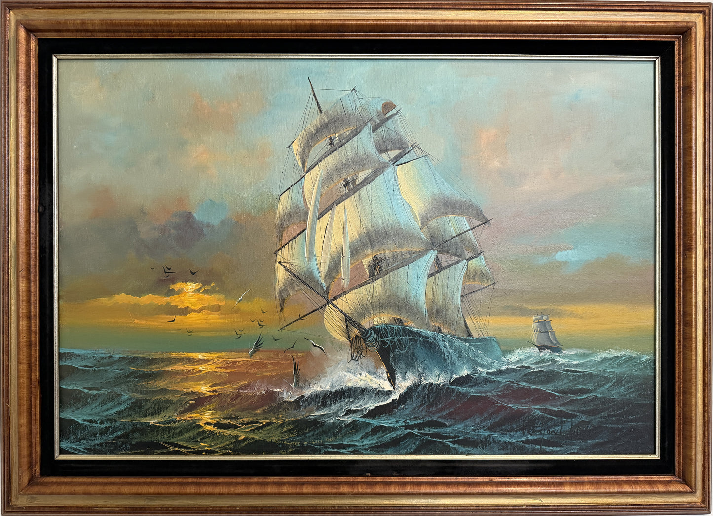 Preston Willis Large Original Marine Oil Painting Tall Ship Nautical Seascape