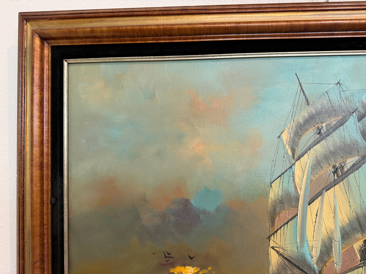 Preston Willis Large Original Marine Oil Painting Tall Ship Nautical Seascape