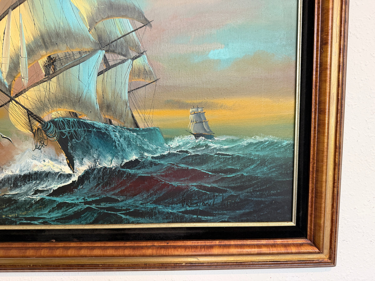 Preston Willis Large Original Marine Oil Painting Tall Ship Nautical Seascape