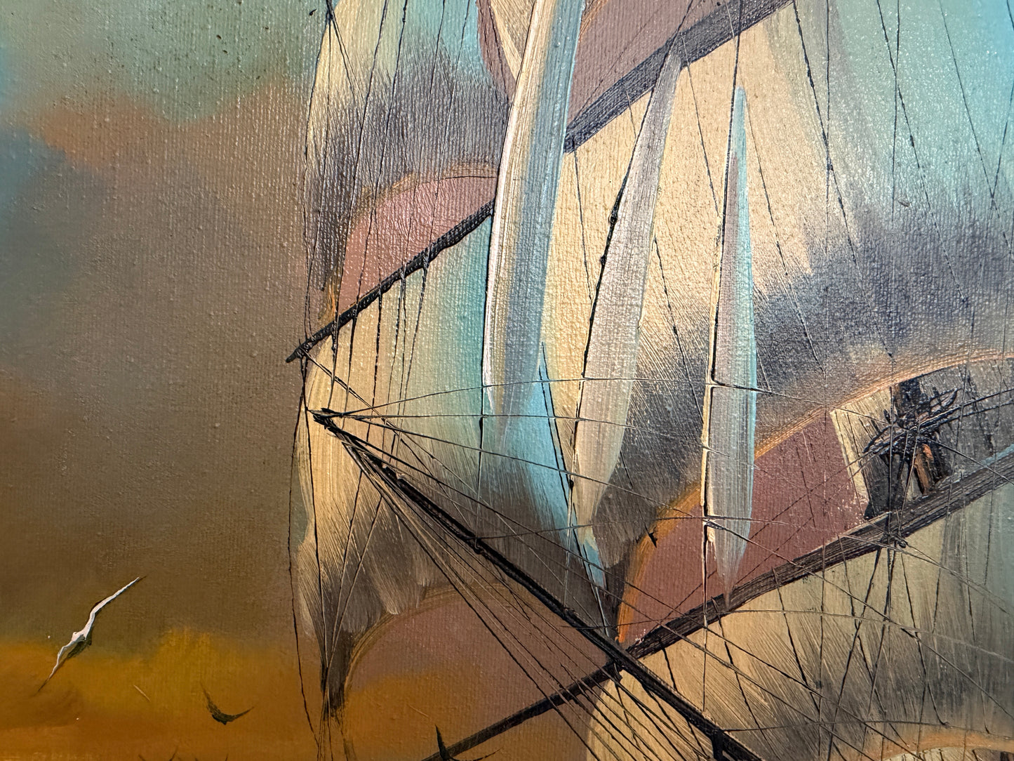Preston Willis Large Original Marine Oil Painting Tall Ship Nautical Seascape
