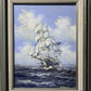 Boren Original oil painting on canvas, seascape, Sailing ship on the Sea, Framed