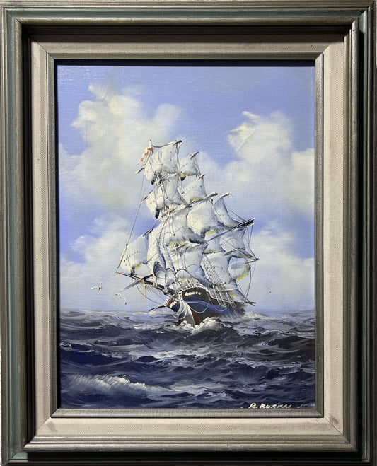 Boren Original oil painting on canvas, seascape, Sailing ship on the Sea, Framed