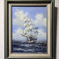 Boren Original oil painting on canvas, seascape, Sailing ship on the Sea, Framed