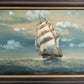 Large Vintage Signed Original Marine Oil Painting Tall Ship Nautical Seascape