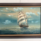 Large Vintage Signed Original Marine Oil Painting Tall Ship Nautical Seascape