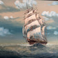 Large Vintage Signed Original Marine Oil Painting Tall Ship Nautical Seascape
