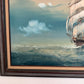 Large Vintage Signed Original Marine Oil Painting Tall Ship Nautical Seascape