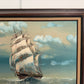 Large Vintage Signed Original Marine Oil Painting Tall Ship Nautical Seascape