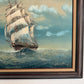 Large Vintage Signed Original Marine Oil Painting Tall Ship Nautical Seascape