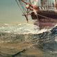 Large Vintage Signed Original Marine Oil Painting Tall Ship Nautical Seascape