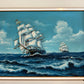 T.J. Lee Marine Seascape Oil Painting Tall Ships Ocean Waves Nautical Framed