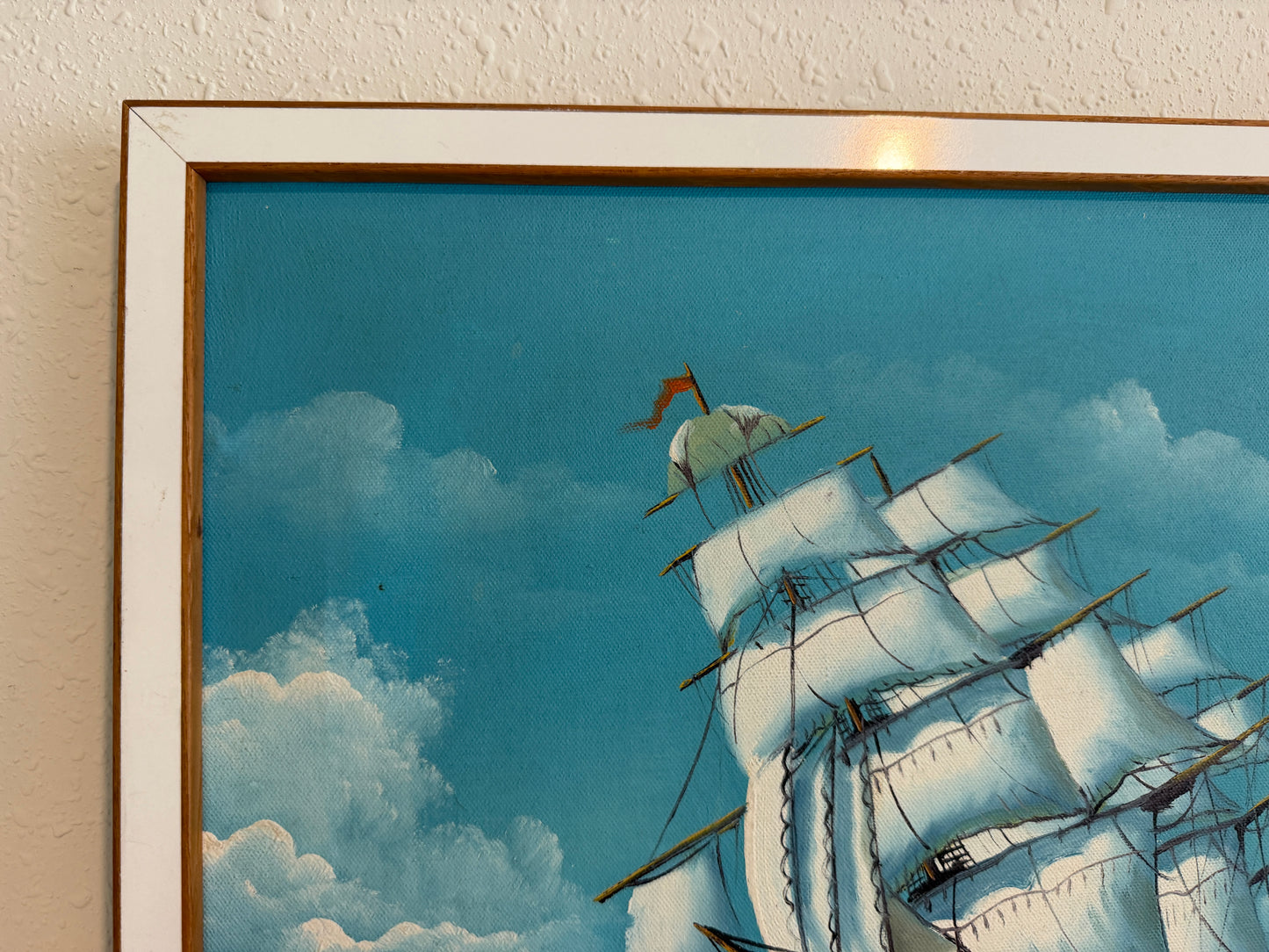 T.J. Lee Marine Seascape Oil Painting Tall Ships Ocean Waves Nautical Framed