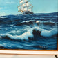 T.J. Lee Marine Seascape Oil Painting Tall Ships Ocean Waves Nautical Framed