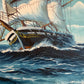 T.J. Lee Marine Seascape Oil Painting Tall Ships Ocean Waves Nautical Framed