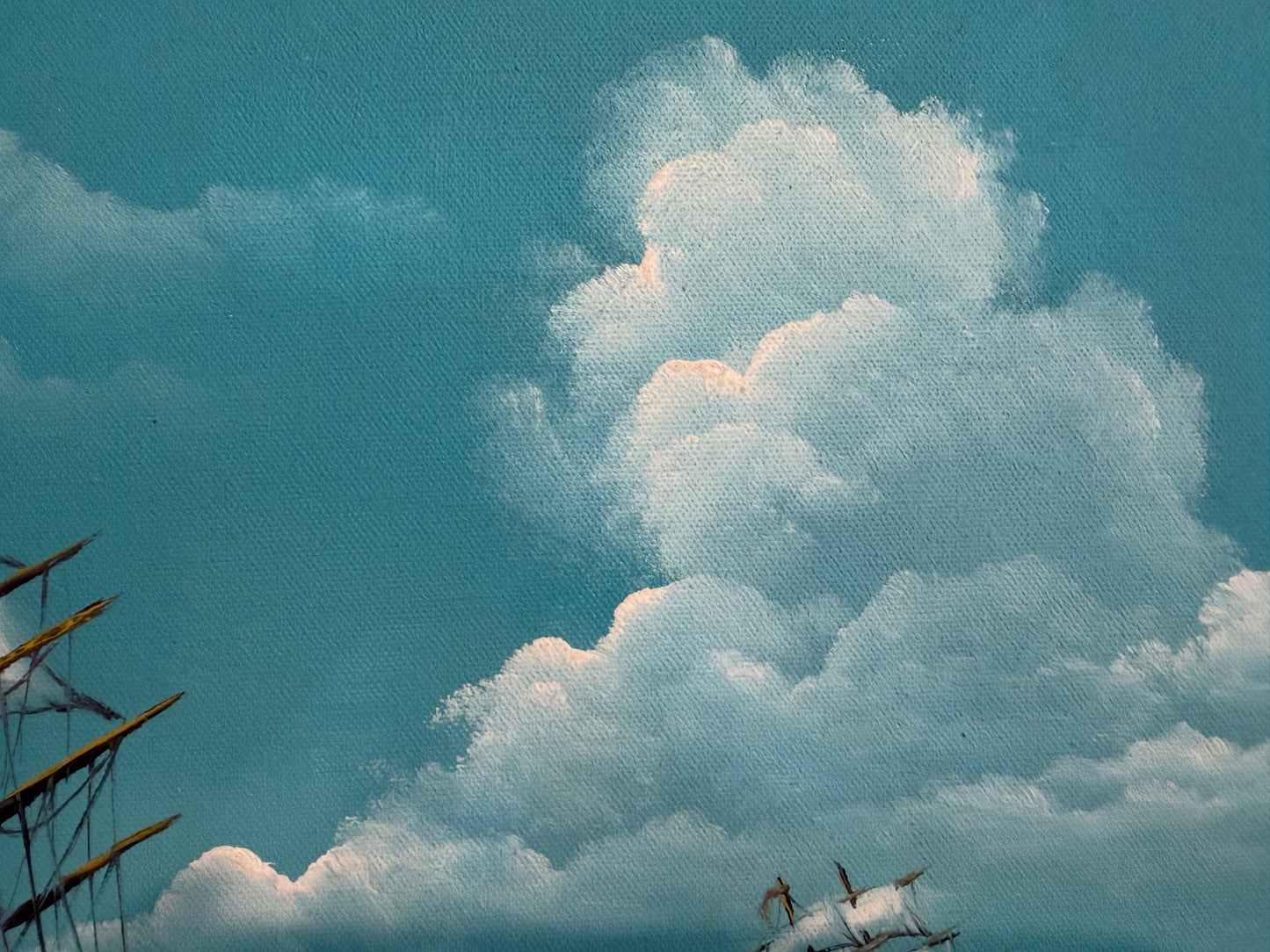 T.J. Lee Marine Seascape Oil Painting Tall Ships Ocean Waves Nautical Framed