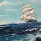 T.J. Lee Marine Seascape Oil Painting Tall Ships Ocean Waves Nautical Framed