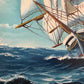 T.J. Lee Marine Seascape Oil Painting Tall Ships Ocean Waves Nautical Framed