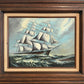 Renato Longanesi - Original Vintage Oil Painting Clipper Ship Stormy Sea Framed