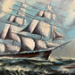 Renato Longanesi - Original Vintage Oil Painting Clipper Ship Stormy Sea Framed