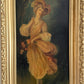 Antique Oil Portrait Young Woman European Lady Gilt Frame 19th Century