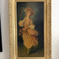 Antique Oil Portrait Young Woman European Lady Gilt Frame 19th Century