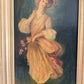 Antique Oil Portrait Young Woman European Lady Gilt Frame 19th Century