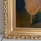 Antique Oil Portrait Young Woman European Lady Gilt Frame 19th Century