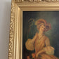 Antique Oil Portrait Young Woman European Lady Gilt Frame 19th Century
