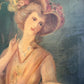 Antique Oil Portrait Young Woman European Lady Gilt Frame 19th Century