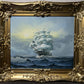 Herison J. original painting on canvas, Seascape, Sailing Ship, Gorgeous Frame