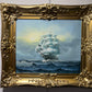 Herison J. original painting on canvas, Seascape, Sailing Ship, Gorgeous Frame