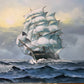 Herison J. original painting on canvas, Seascape, Sailing Ship, Gorgeous Frame