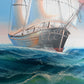 Original Marine Oil Painting Tall Ship on Open Sea Nautical Seascape Gold Frame