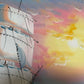 Original Marine Oil Painting Tall Ship on Open Sea Nautical Seascape Gold Frame