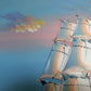 Original Marine Oil Painting Tall Ship on Open Sea Nautical Seascape Gold Frame