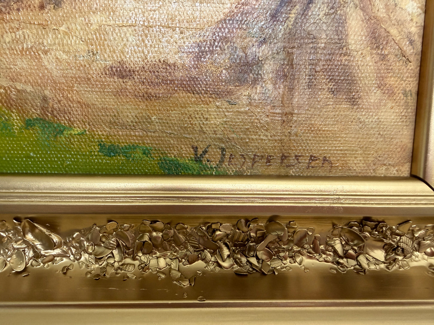 Henrik Gamst Jespersen (1853-1936) Danish Antique Harvest Landscape Oil Painting