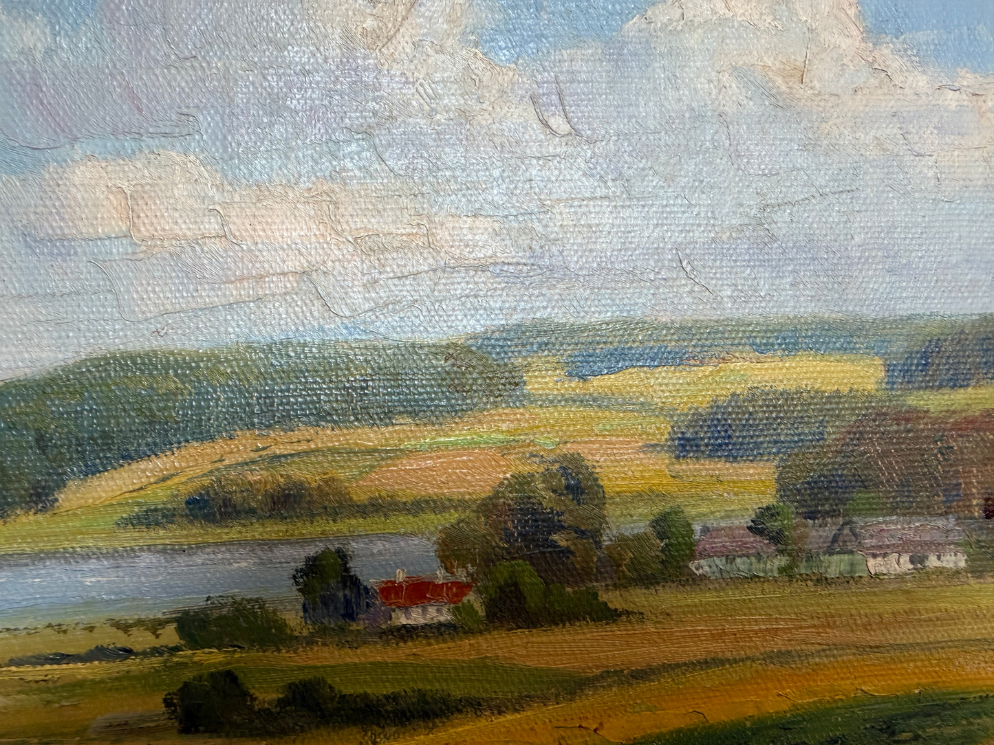 Henrik Gamst Jespersen (1853-1936) Danish Antique Harvest Landscape Oil Painting