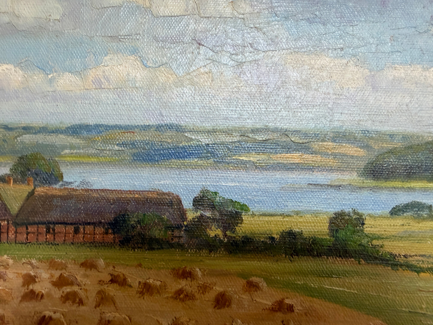 Henrik Gamst Jespersen (1853-1936) Danish Antique Harvest Landscape Oil Painting