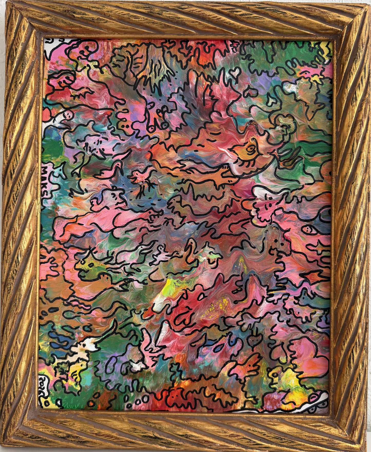 Serg Graff "Wonder Tangle=II" Abstract Acrylic Painting Framed Outsider Art COA