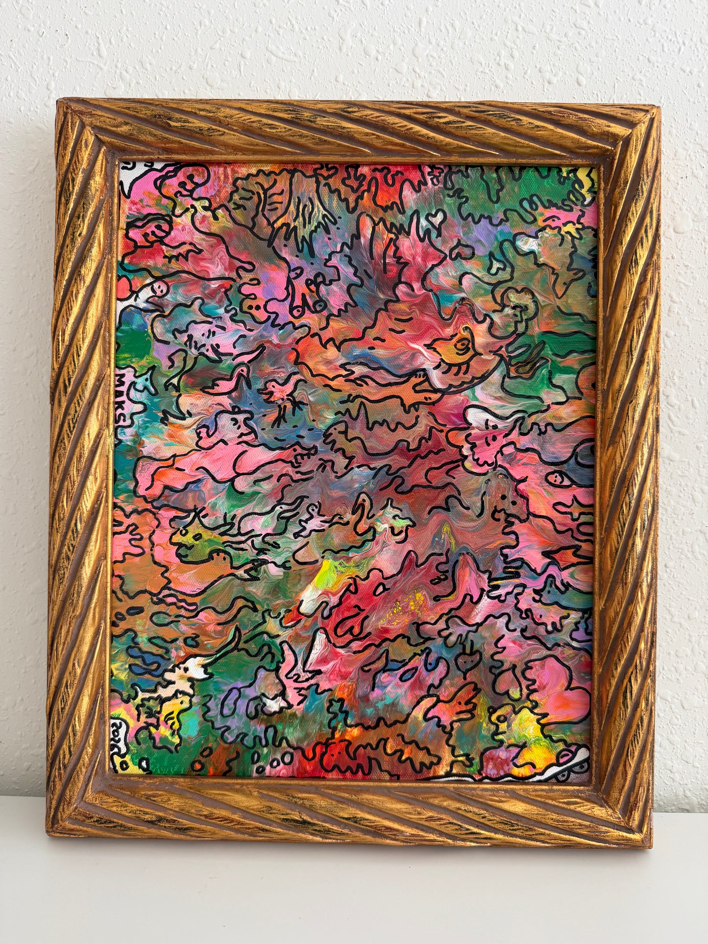 Serg Graff "Wonder Tangle=II" Abstract Acrylic Painting Framed Outsider Art COA