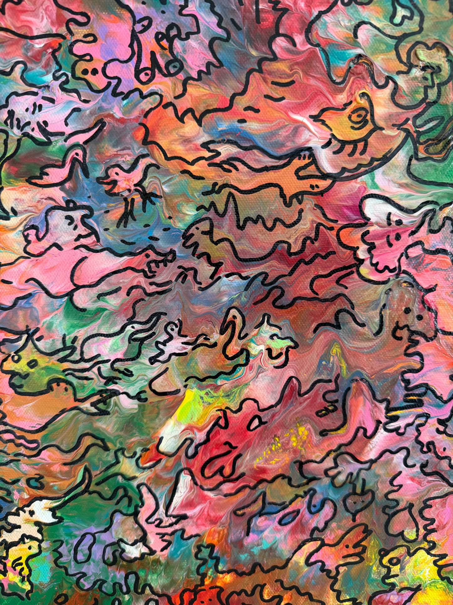 Serg Graff "Wonder Tangle=II" Abstract Acrylic Painting Framed Outsider Art COA