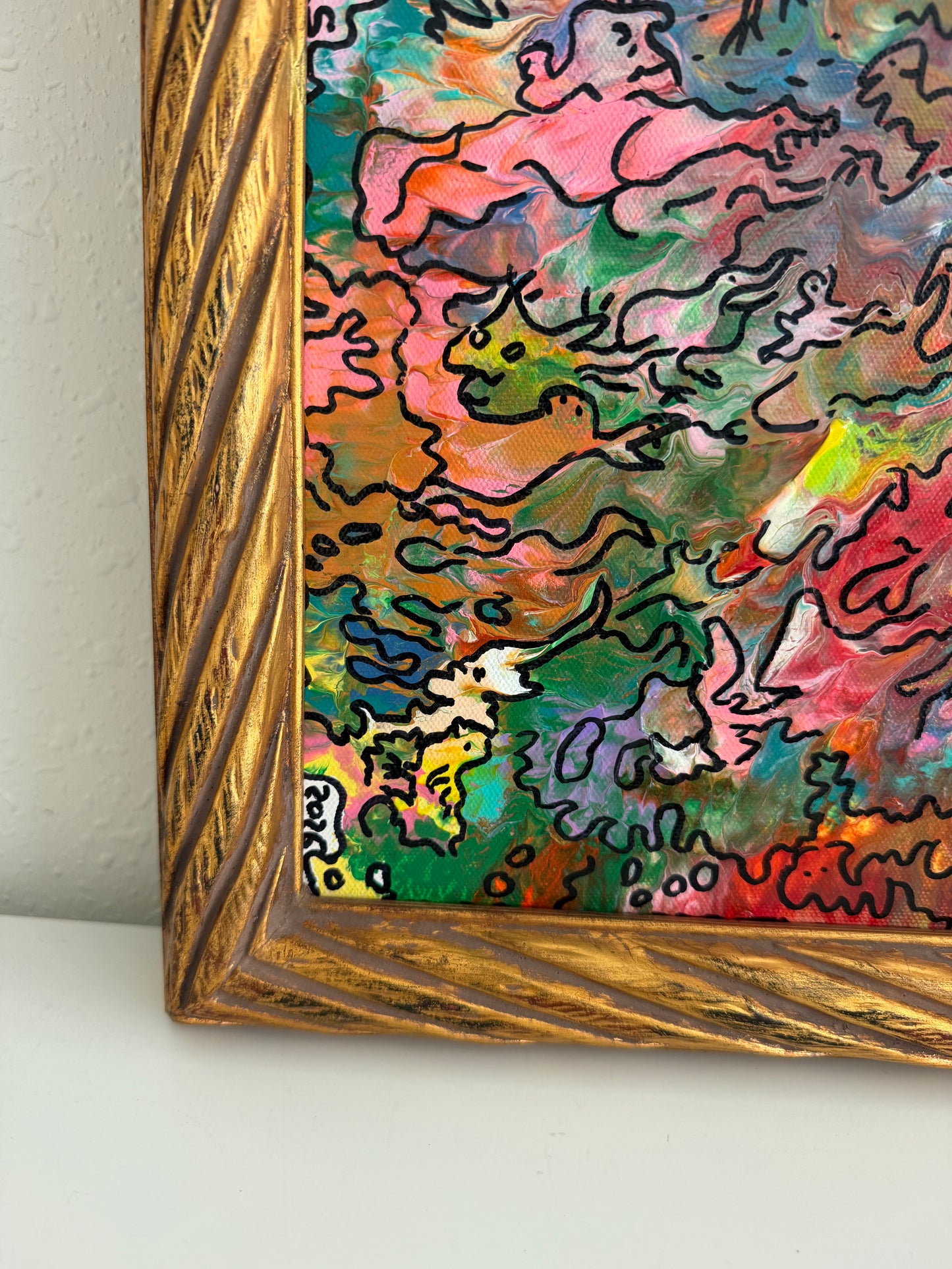 Serg Graff "Wonder Tangle=II" Abstract Acrylic Painting Framed Outsider Art COA