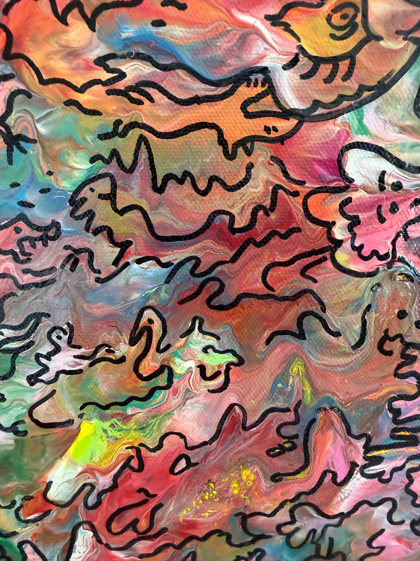 Serg Graff "Wonder Tangle=II" Abstract Acrylic Painting Framed Outsider Art COA