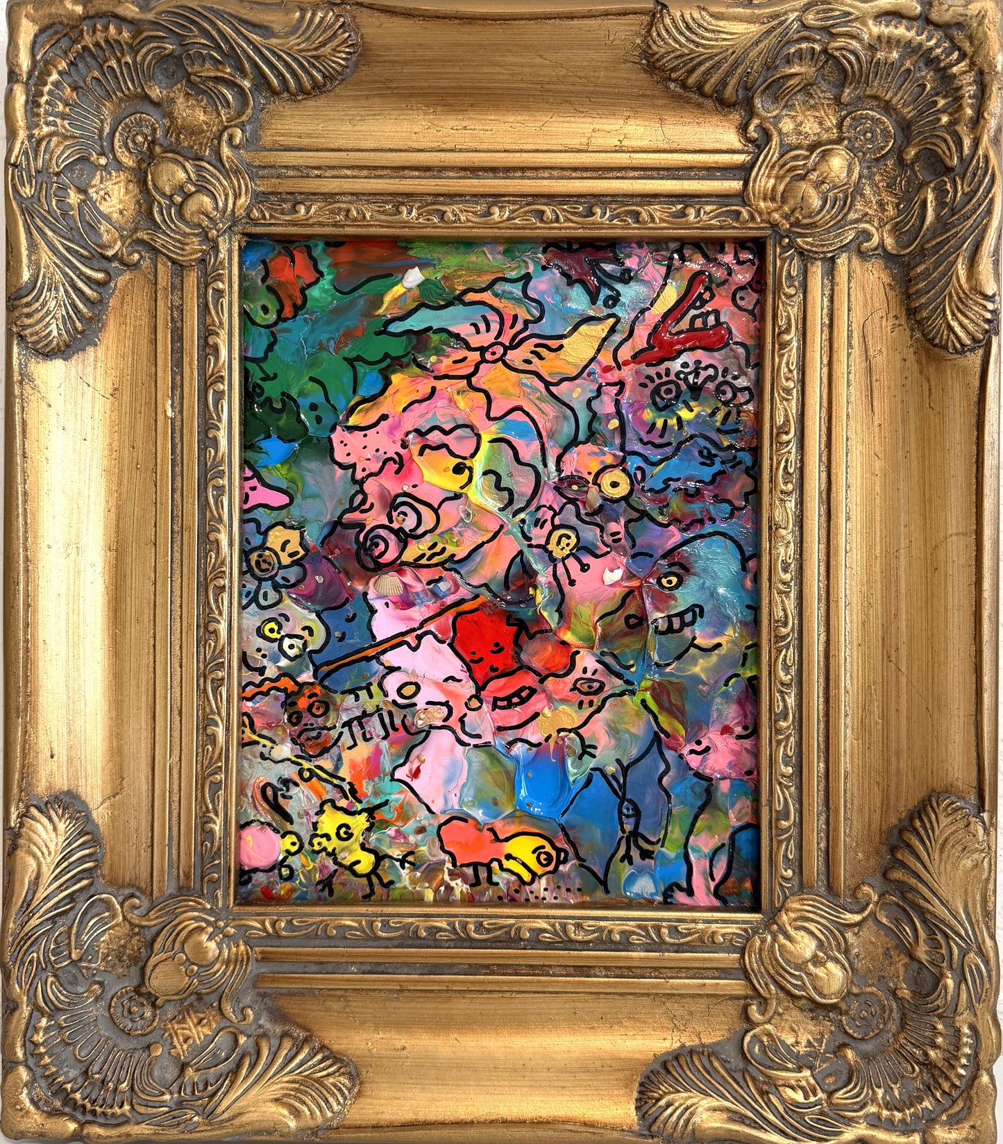 Serg Graff "Where's Mr Man" Abstract Acrylic Painting Framed Outsider Art COA