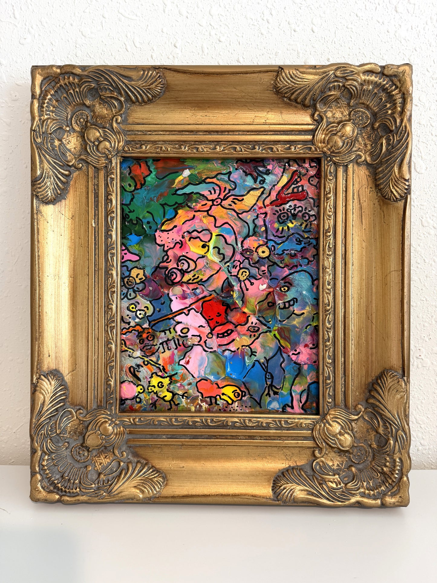 Serg Graff "Where's Mr Man" Abstract Acrylic Painting Framed Outsider Art COA