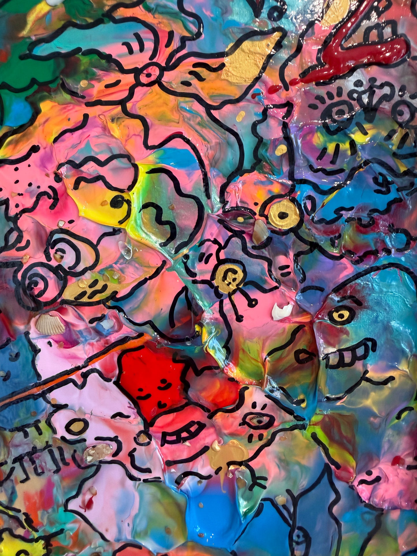 Serg Graff "Where's Mr Man" Abstract Acrylic Painting Framed Outsider Art COA