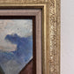 Vintage Russian Oil Painting – Medieval Tower with Hand-Decorated Frame Unsigned