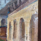 Vintage Russian Oil Painting – Medieval Tower with Hand-Decorated Frame Unsigned