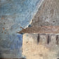 Vintage Russian Oil Painting – Medieval Tower with Hand-Decorated Frame Unsigned