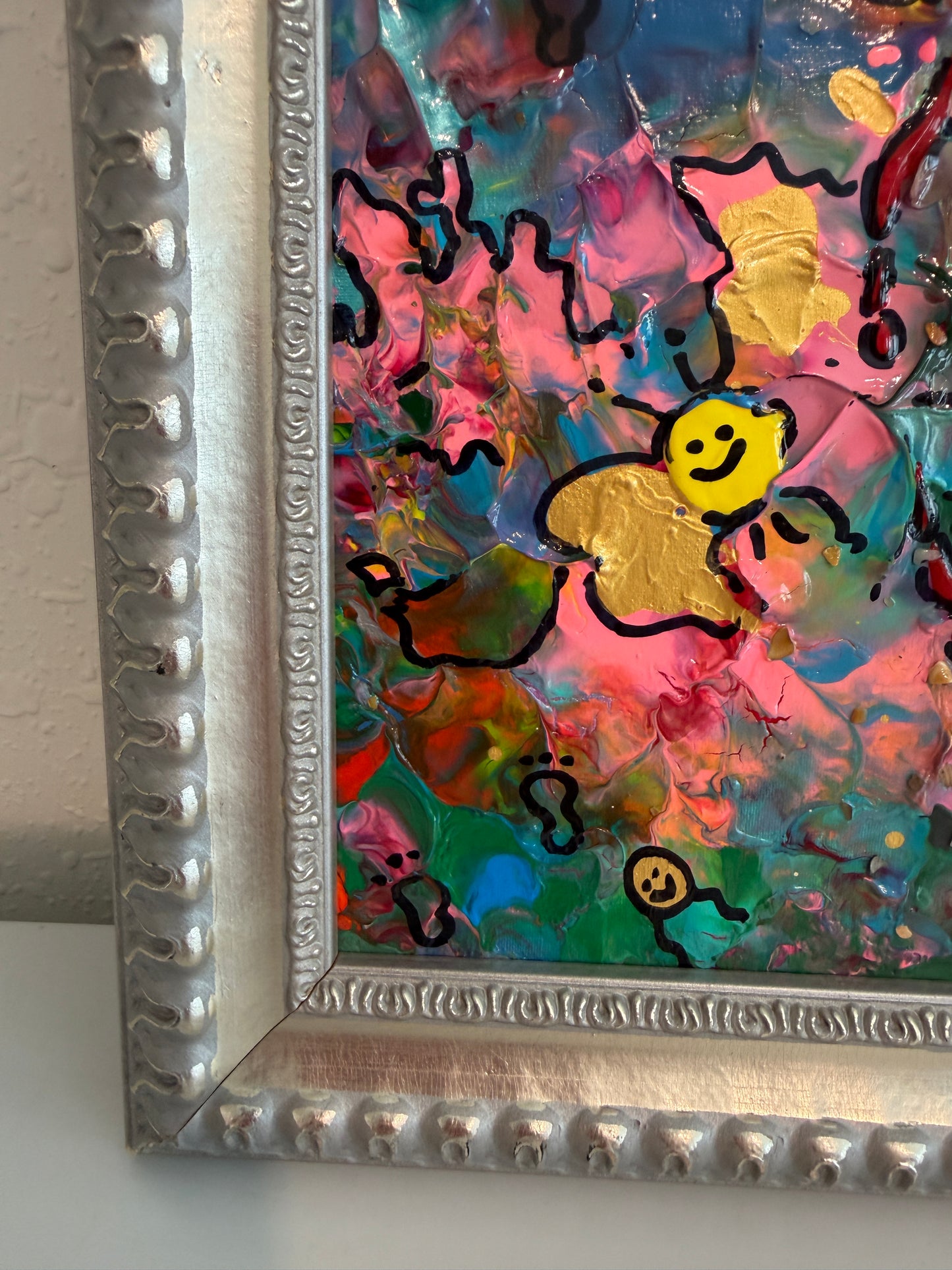 Serg Graff "Whose Tracks" Abstract Painting Framed Outsider Art COA